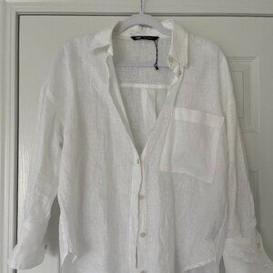 Zara Oversized White Linen Shirt - Brand New, Never Worn.